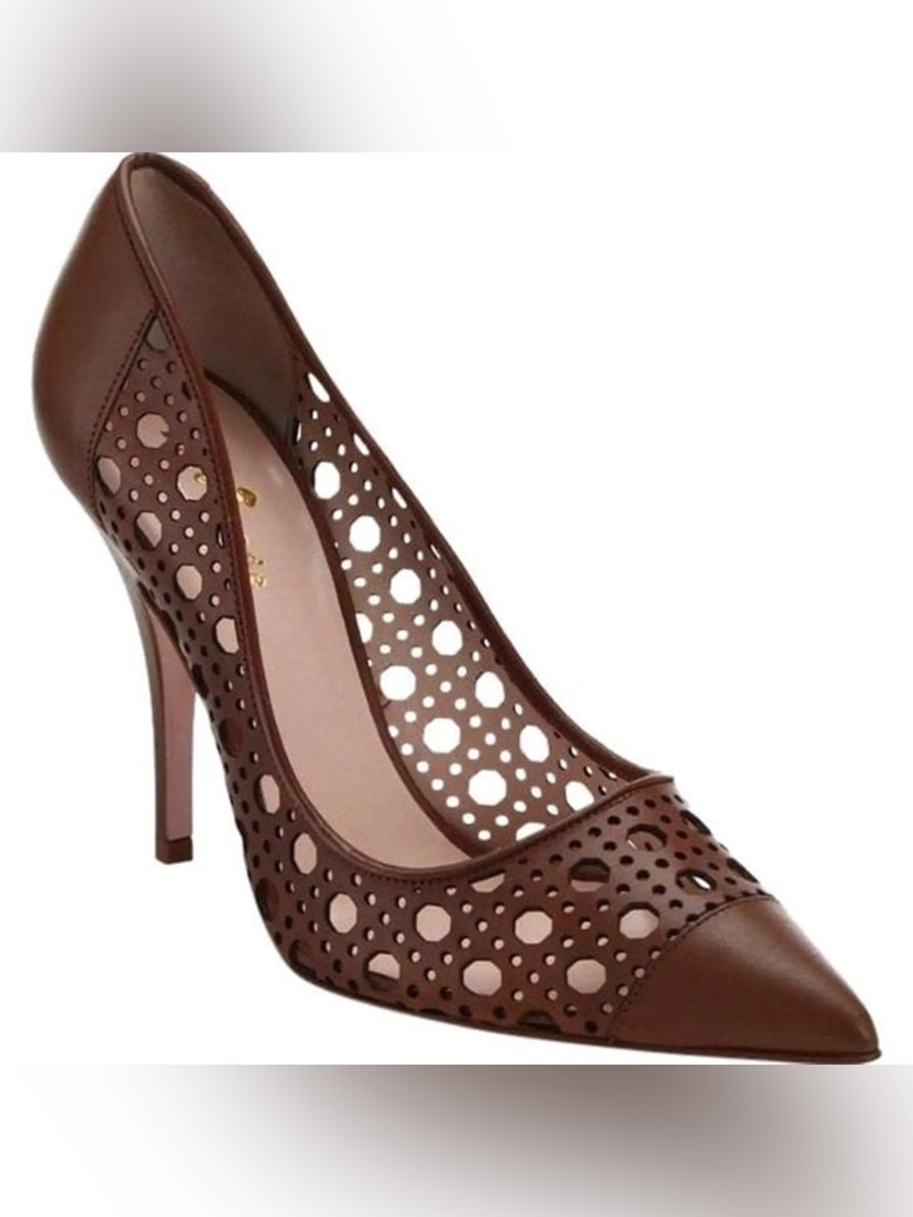 Brown Laser -Cut Pointed Toe High Heel Pump Kate Spade size 6